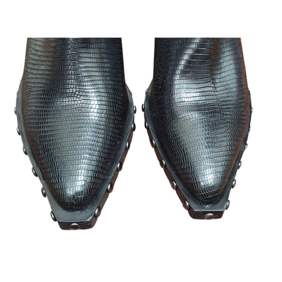 Rag & Bone santiago mid boots Womens black Lizard-embossed calf Size EU 40/US9.5 - Picture 5 of 16
